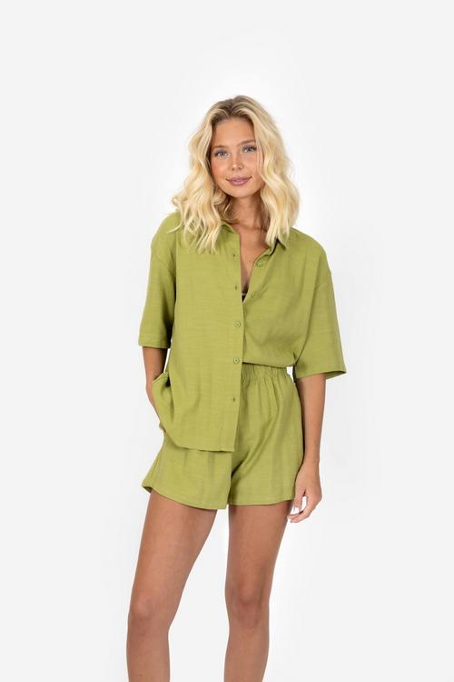 Rückansicht von RUSTY MADISON SHIRT Kurzarmbluse Damen Green