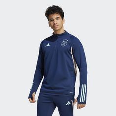 Rückansicht von adidas Ajax Tiro 23 Trainingsoberteil Funktionssweatshirt Herren Collegiate Navy / Clear Mint