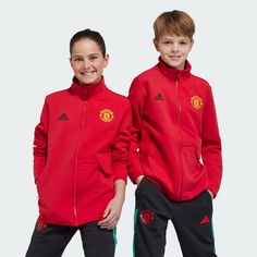Rückansicht von adidas Manchester United Anthem Kids Jacke Trainingsjacke Kinder Real Red