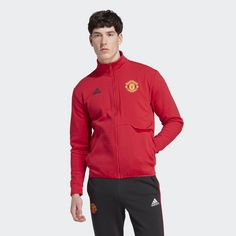 Rückansicht von adidas Manchester United Anthem Jacke Trainingsjacke Herren Real Red
