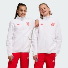 Rückansicht von adidas FC Bayern München Juniors Anthem Jacke Trainingsjacke Kinder White