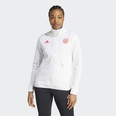 Rückansicht von adidas FC Bayern München Anthem Jacke Trainingsjacke Damen White