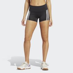Rückansicht von adidas 3-Streifen kurze Leggings Tights Damen Black / White