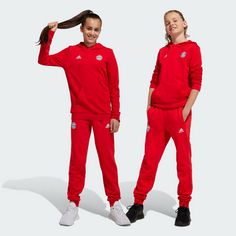 Rückansicht von adidas FC Bayern München Kids Hose Trainingshose Kinder Red