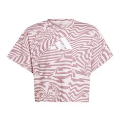 adidas AEROREADY Kids Print T-Shirt Croptop Kinder Clear Pink / Wonder Orchid / White