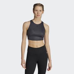 Rückansicht von adidas Yoga Studio Print Crop-Top Croptop Damen Black
