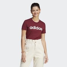 Rückansicht von adidas LOUNGEWEAR Essentials Slim Logo T-Shirt T-Shirt Damen Shadow Red / White
