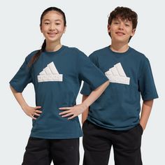 Rückansicht von adidas Future Icons Logo Piqué T-Shirt T-Shirt Kinder Arctic Night / White