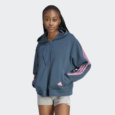 Rückansicht von adidas Future Icons 3-Streifen Kapuzenjacke Sweatjacke Damen Arctic Night