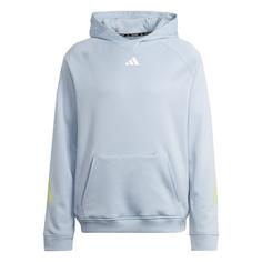 adidas Train Icons 3-Streifen Training Hoodie Hoodie Herren Wonder Blue / Pulse Lime / White