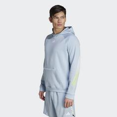 Rückansicht von adidas Train Icons 3-Streifen Training Hoodie Hoodie Herren Wonder Blue / Pulse Lime / White