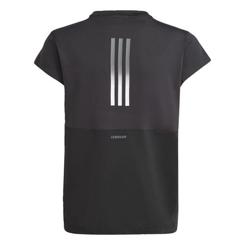 Rückansicht von adidas AEROREADY 3-Streifen T-Shirt T-Shirt Kinder Black / White / Grey Four