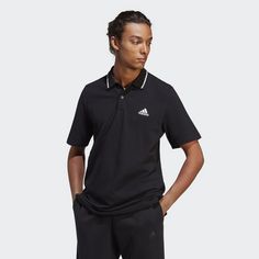 Rückansicht von adidas Essentials Piqué Small Logo Poloshirt T-Shirt Herren Black