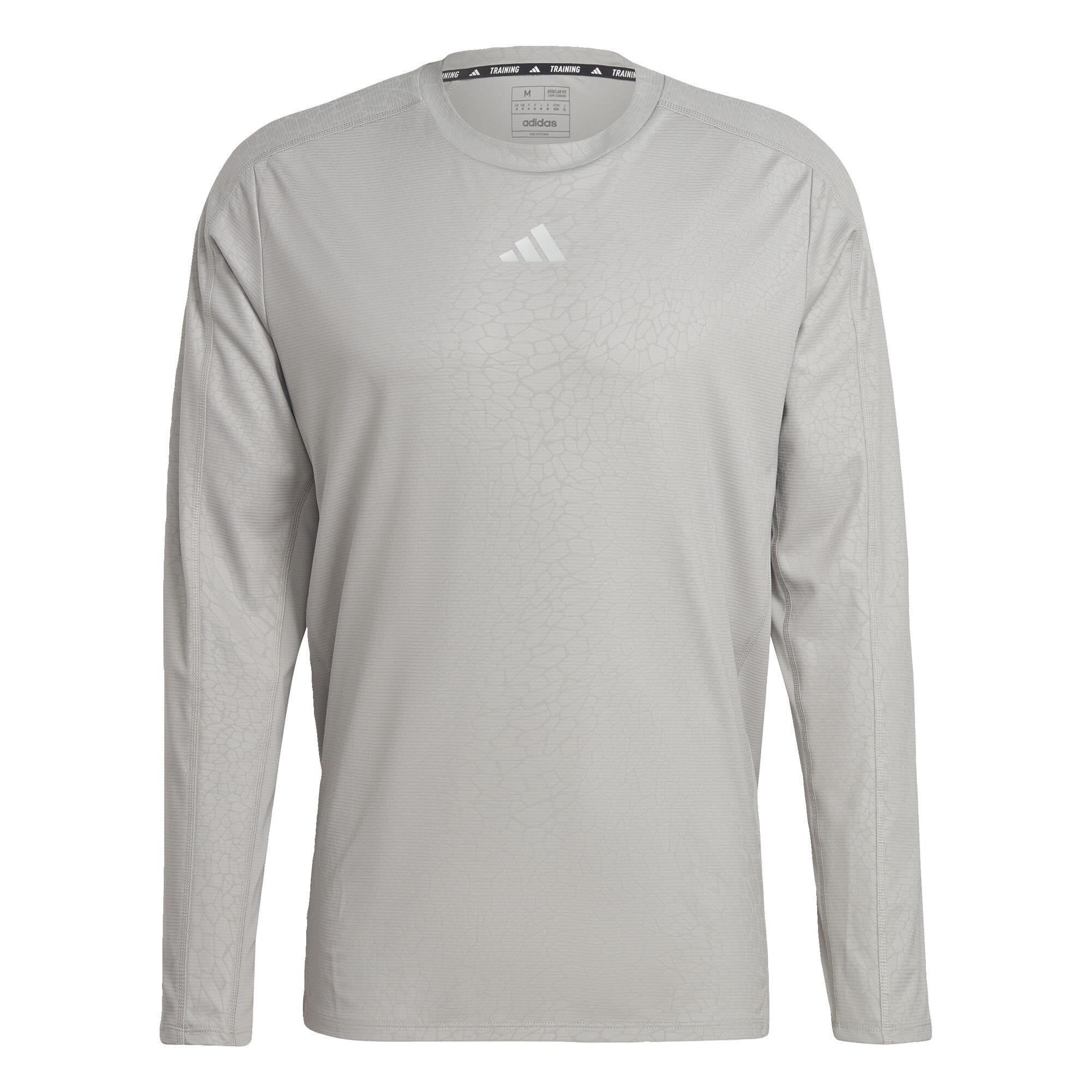 adidas Workout PU Print Longsleeve Funktionsshirt Herren Mgh Solid Grey