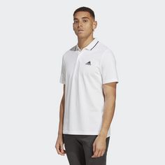 Rückansicht von adidas Essentials Piqué Small Logo Poloshirt T-Shirt Herren White