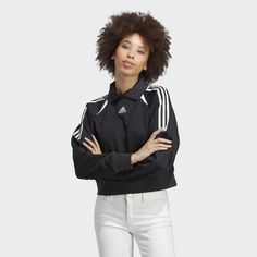Rückansicht von adidas Track Sweatshirt Sweatshirt Damen Black / Black / White