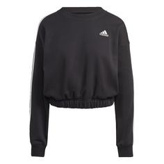 adidas Essentials 3-Streifen Crop Sweatshirt Langarmshirt Damen Black / White
