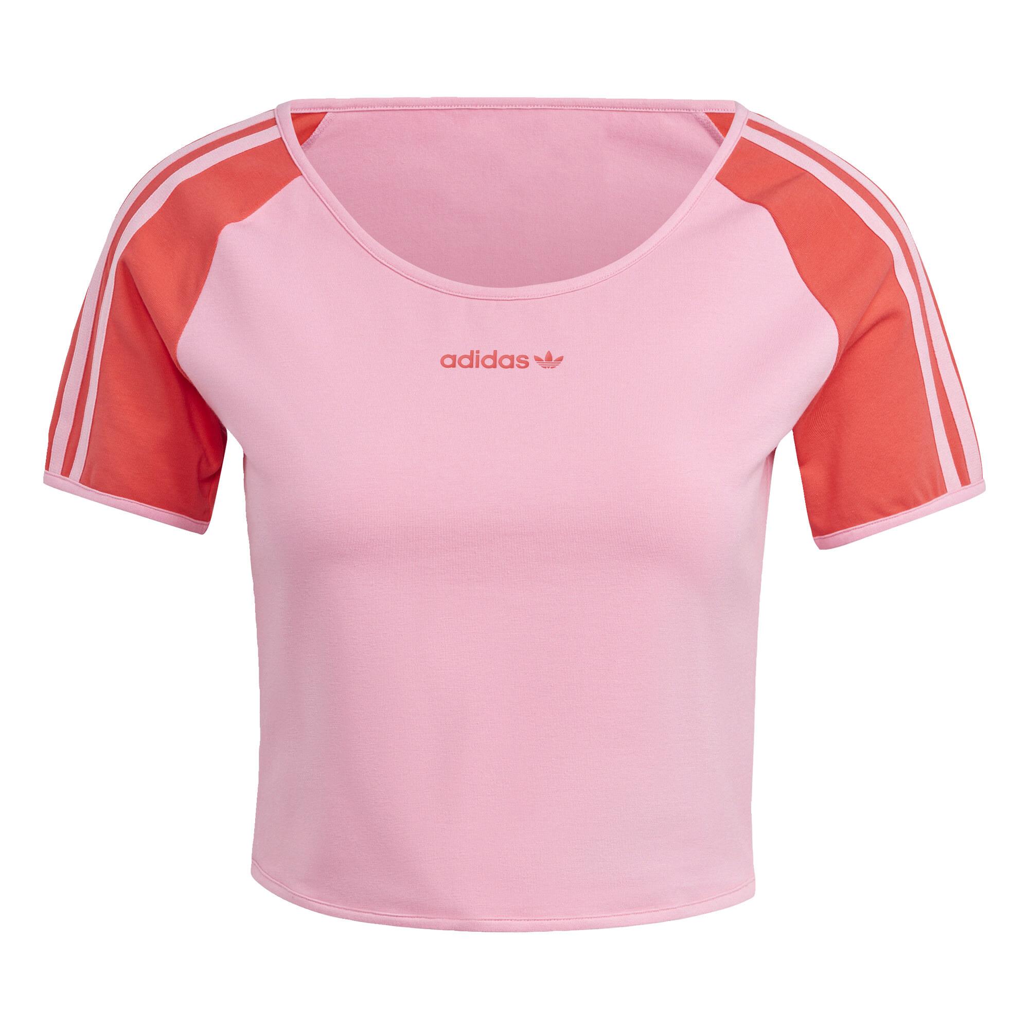 adidas Island Club Short T-Shirt T-Shirt Damen Semi Pink Glow / Real Coral
