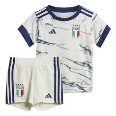 adidas Italien 23 Mini-Auswärtsausrüstung Fußballtrikot Kinder Off White