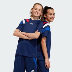 Rückansicht von adidas Fortore 23 Trikot Fußballtrikot Kinder Team Navy Blue 2 / Team Collegiate Red / White / Royal Blue
