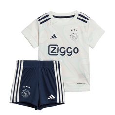 adidas Ajax 23/24 Mini-Auswärtsausrüstung Fußballtrikot Kinder Core White
