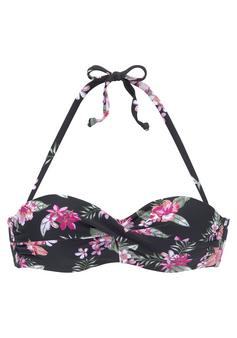 Lascana Bügel-Bandeau-Bikini-Top Bikini Oberteil Damen schwarz-bedruckt