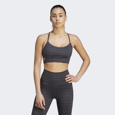 Rückansicht von adidas Yoga Studio Light-Support Sport-BH Sport-BH Damen Grey Six / Carbon / Black