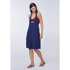 Rückansicht von Chiemsee Neckholder-Kleid Jerseykleid Damen 19-3933 Medieval Blue