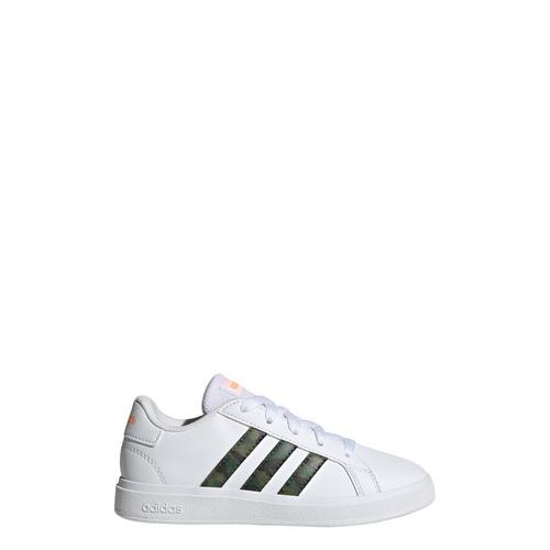 Rückansicht von adidas Grand Court Lifestyle Lace Tennis Schuh Sneaker Kinder Cloud White / Cloud White / Screaming Orange