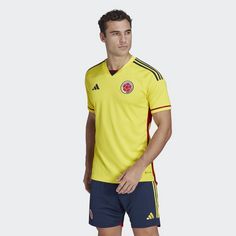 Rückansicht von adidas Kolumbien 22 Heimtrikot Fußballtrikot Herren Bright Yellow