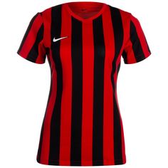 Nike Striped Division IV Fußballtrikot Damen rot / schwarz