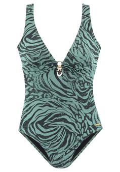 BRUNO BANANI Badeanzug Badeanzug Damen jade bedruckt