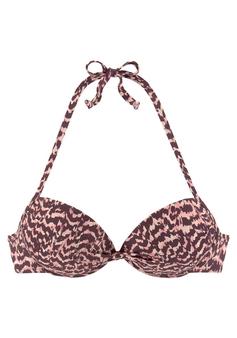 Lascana Push-Up-Bikini-Top Bikini Oberteil Damen bordeaux bedruckt