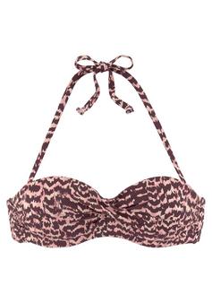 Lascana Bügel-Bandeau-Bikini-Top Bikini Oberteil Damen bordeaux bedruckt