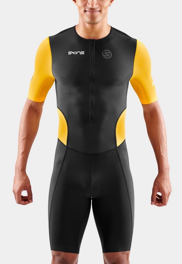 Skins Skins Brand S/S Triathlonanzug Herren - black/zest - 0 | SportScheck