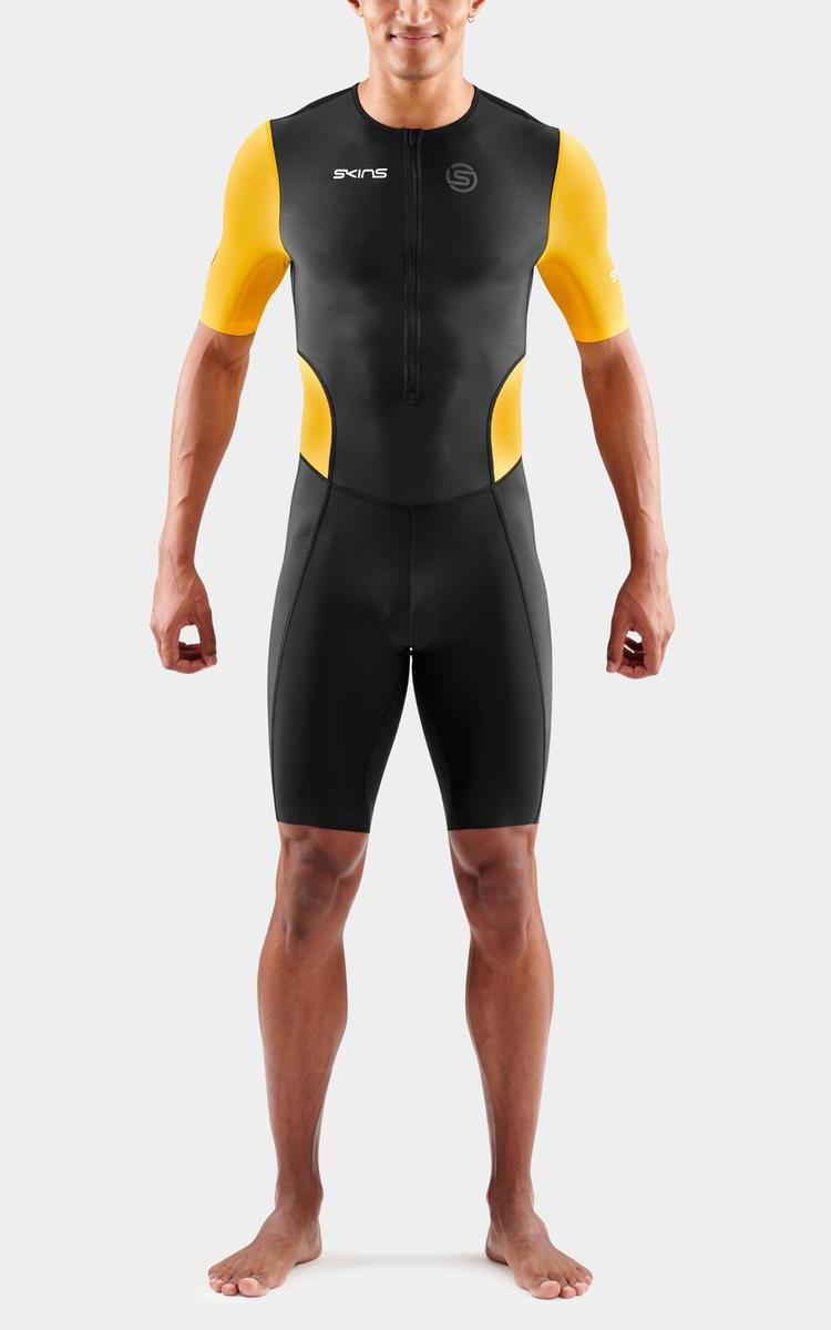 Skins Skins Brand S/S Triathlonanzug Herren - black/zest - 4 | SportScheck