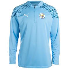 PUMA Manchester City 1/4 Zip Funktionssweatshirt Herren hellblau / blau
