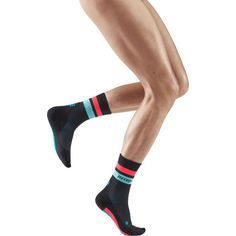 Rückansicht von CEP Miami Vibes Running Compression Socks Laufsocken Damen black/blue&pink
