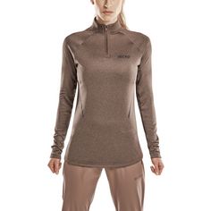 Rückansicht von CEP Cold Weather Zip Shirt Longsleeve Laufshirt Damen brown