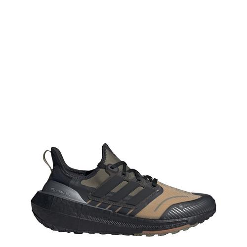 Rückansicht von adidas GTX Ultraboost Light GTX Laufschuh Laufschuhe Preloved Yellow / Core Black / Olive Strata