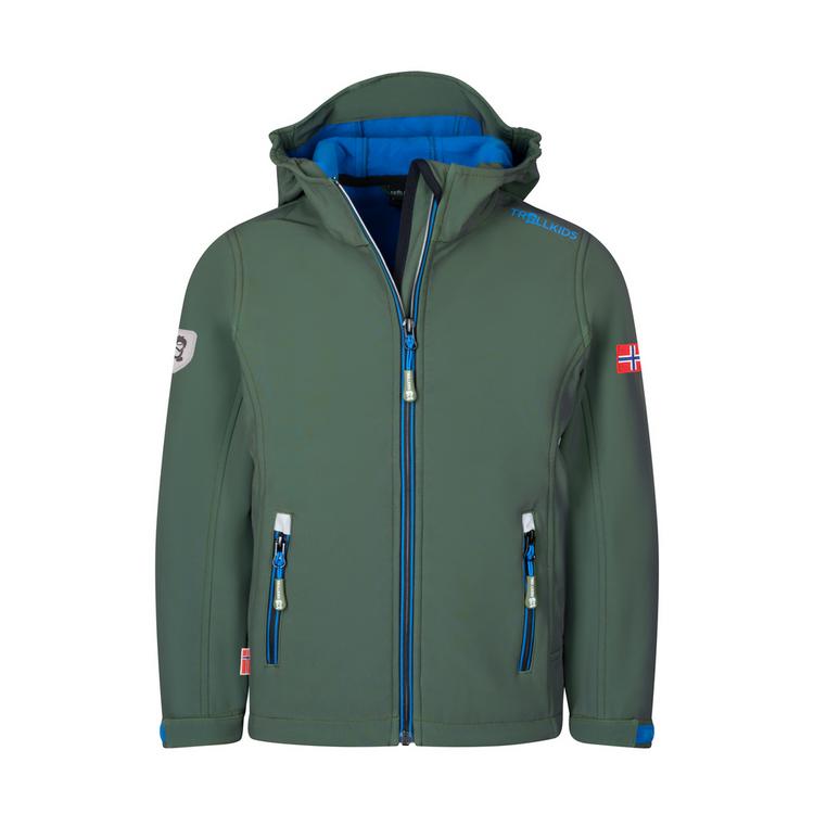 Trollkids Trollkids Trollfjord Softshelljacke Kinder - Efeugr&uuml;n/Mittelblau/Schwarz - 0 | SportScheck