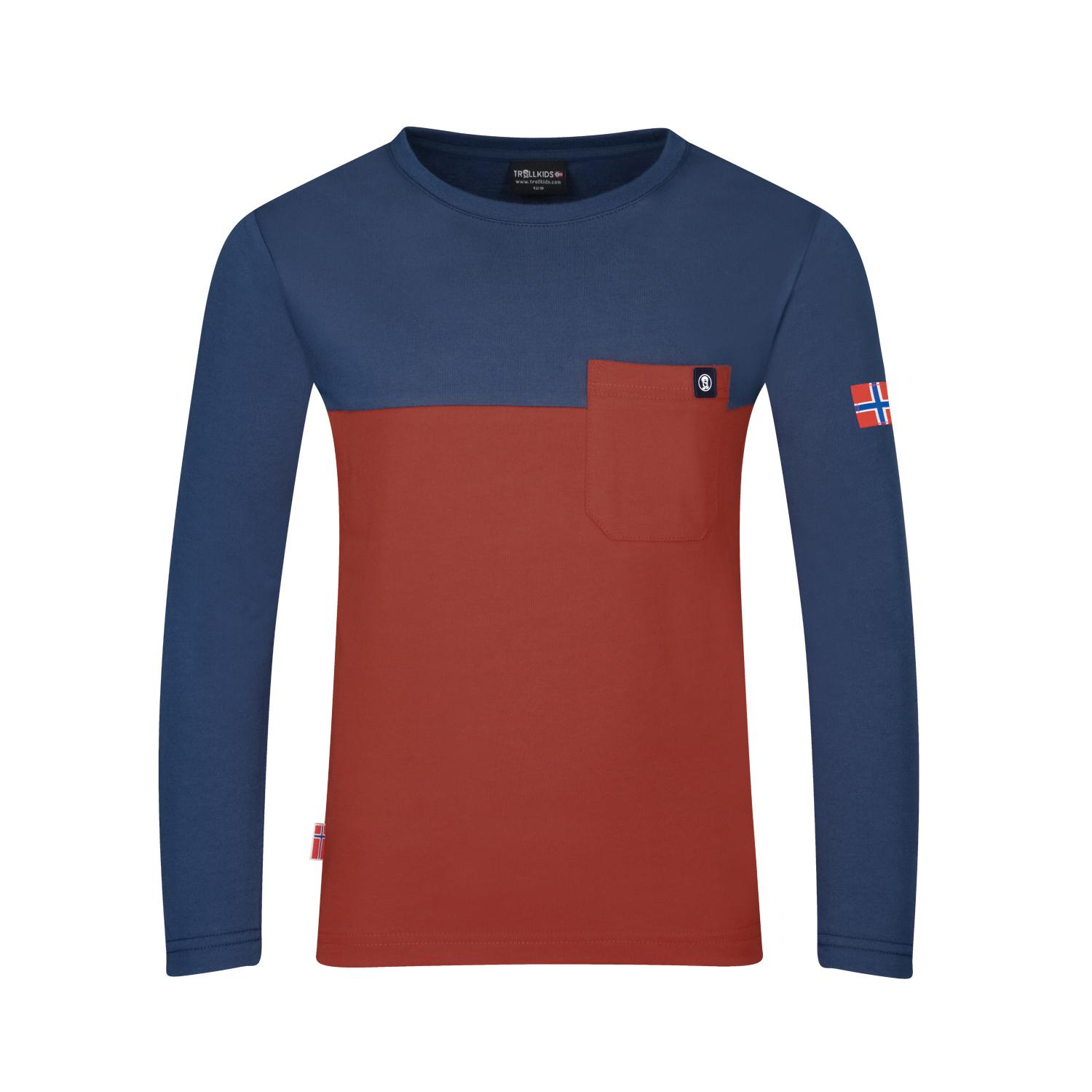 Trollkids Bergen Longshirt Kinder - Rostrot/Mystik Blau
