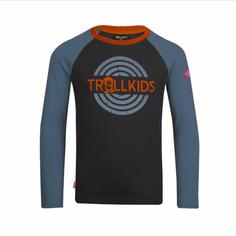 Trollkids Preikestolen Longshirt Kinder Schwarz/Stahlblau/Getrocknete Chilis