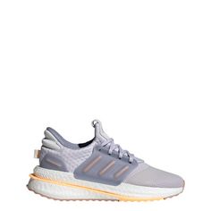 Rückansicht von adidas X_PLRBOOST Schuh Sneaker Silver Dawn / Acid Orange / Dash Grey