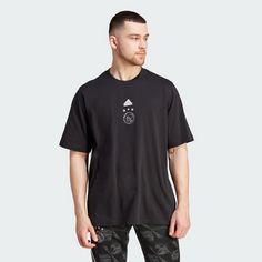 Rückansicht von adidas Ajax LFSTLR Oversized T-Shirt T-Shirt Herren Black