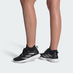Rückansicht von adidas Avaflash Low Tennisschuh Tennisschuhe Core Black / Silver Metallic / Cloud White