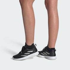 Rückansicht von adidas Avaflash Low Tennisschuh Sneaker Damen Core Black / Silver Metallic / Cloud White