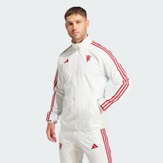 Rückansicht von adidas Manchester United Anthem Jacke Funktionssweatshirt Herren Cloud White / Crystal White