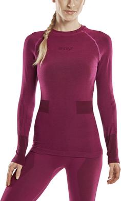 Rückansicht von CEP Merino Skiing Base Shirt Longsleeve Laufshirt Damen purple