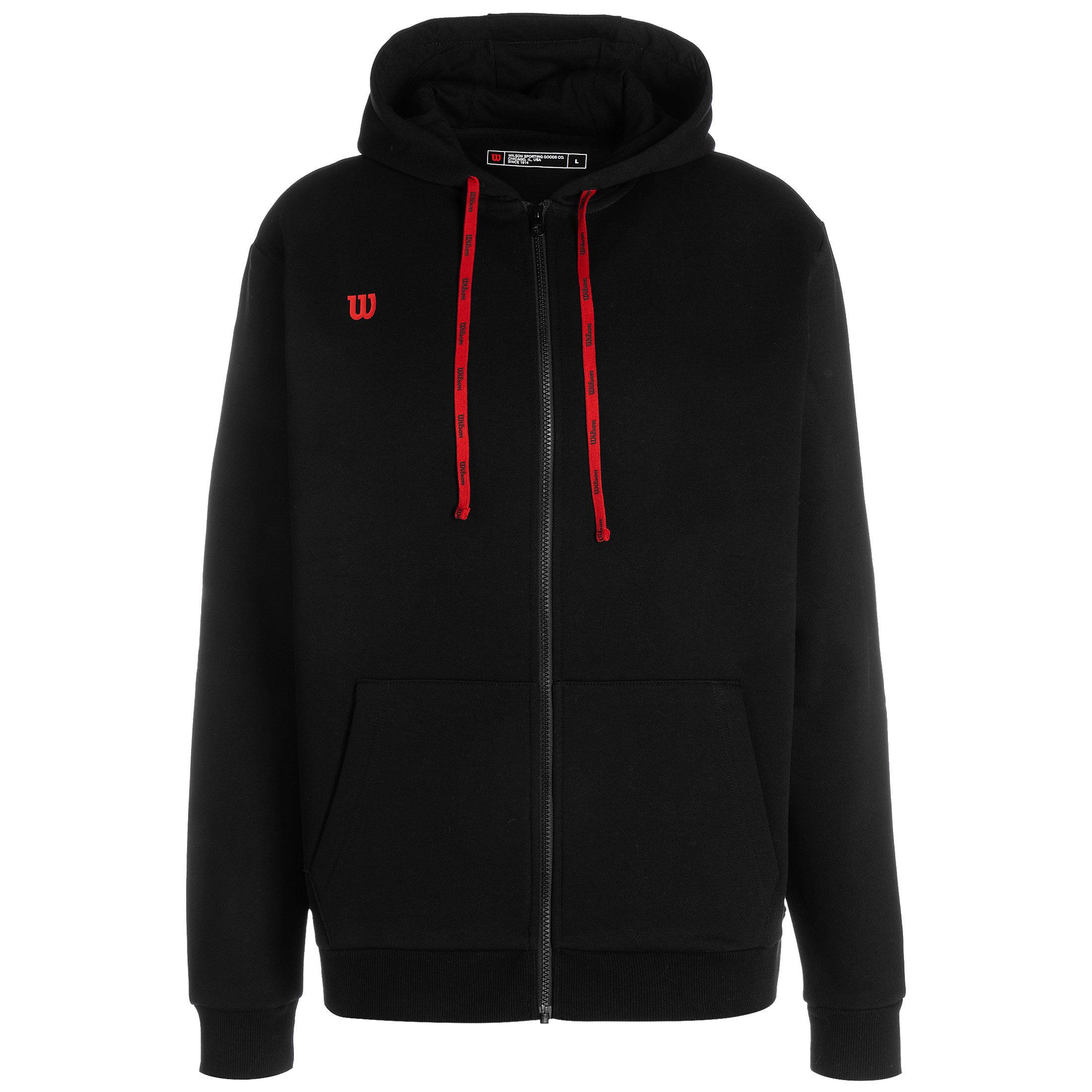 Wilson Fundamentals Cotton Zip Trainingsjacke Herren schwarz / rot